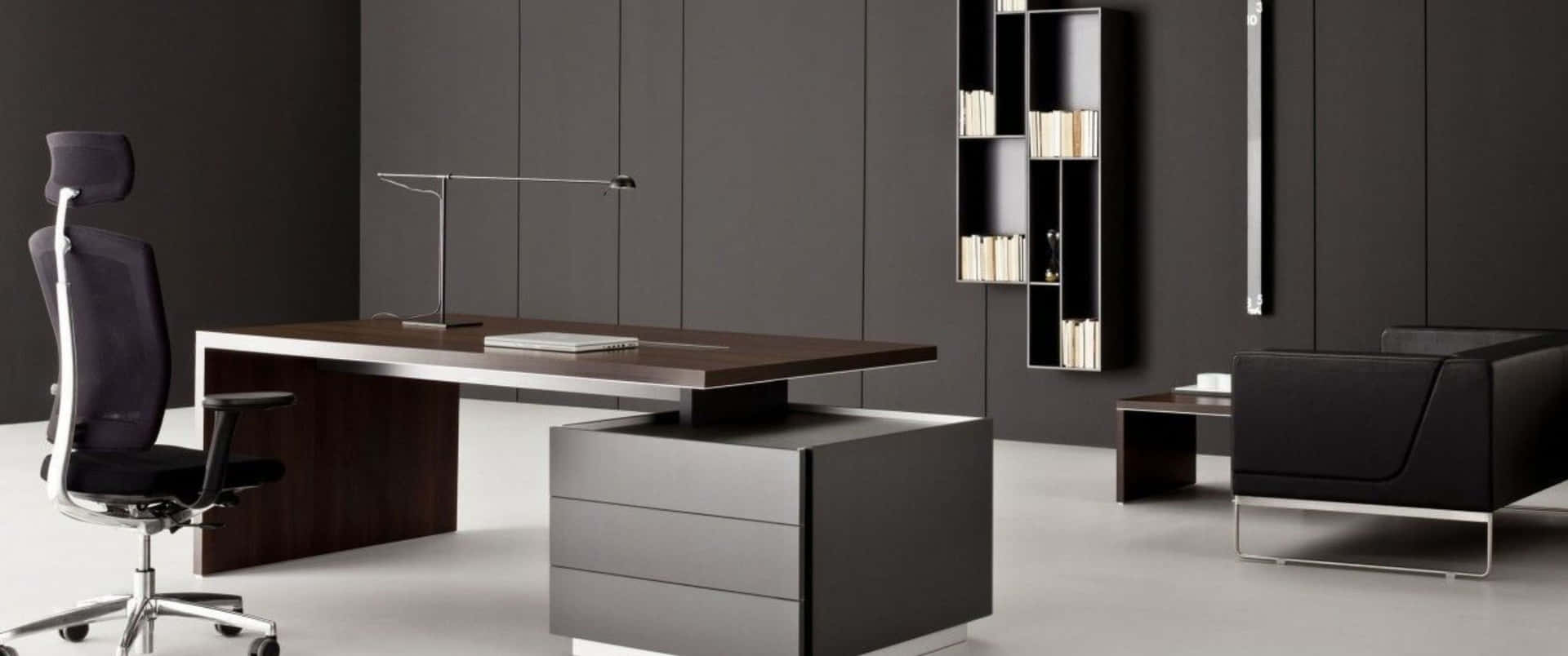 Modern Office Furniture With Black And Grey Walls