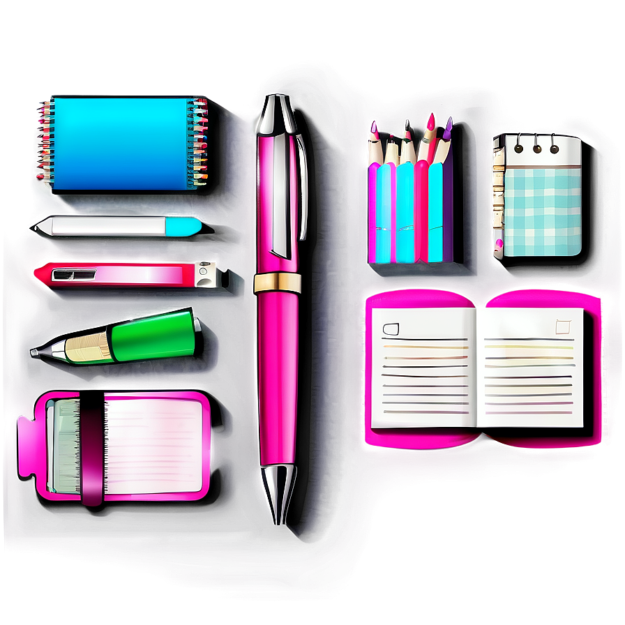 Office Stationery Collection Png 06112024 PNG