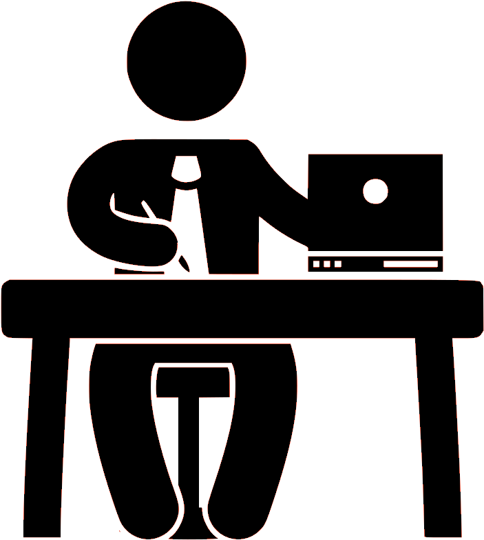 Office_ Worker_at_ Desk_ Vector PNG