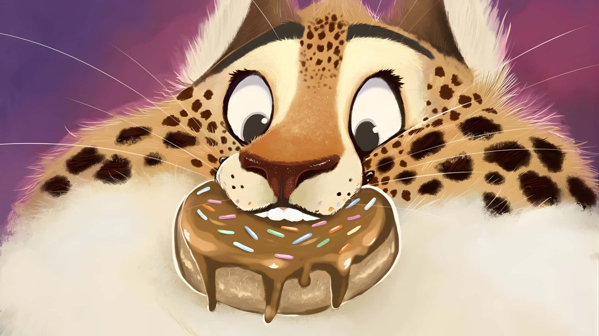 Officer Clawhauser Enjoying Donut Wallpaper