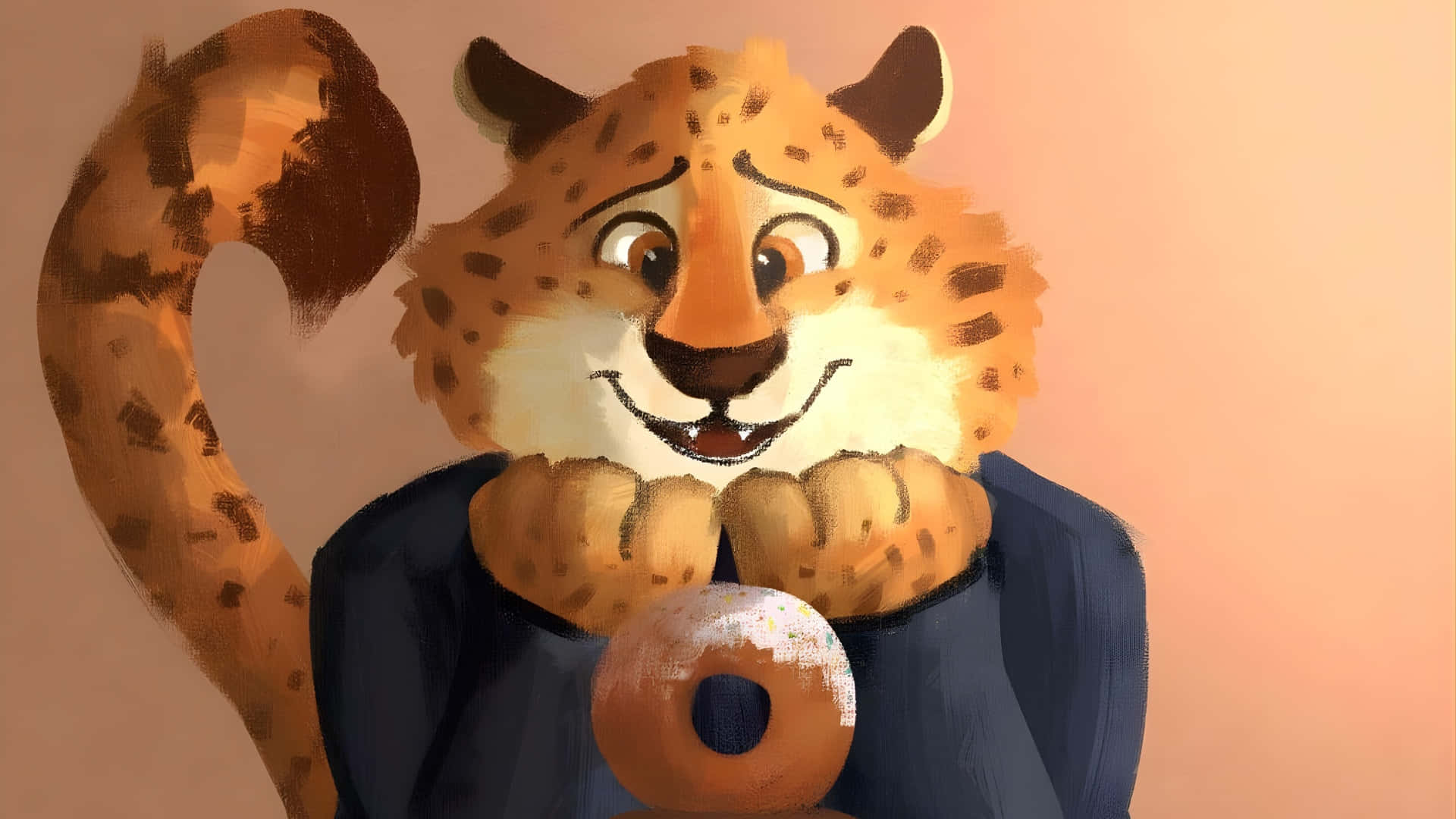 Clawhauser Disfrutando De Un Donut Fondo de pantalla