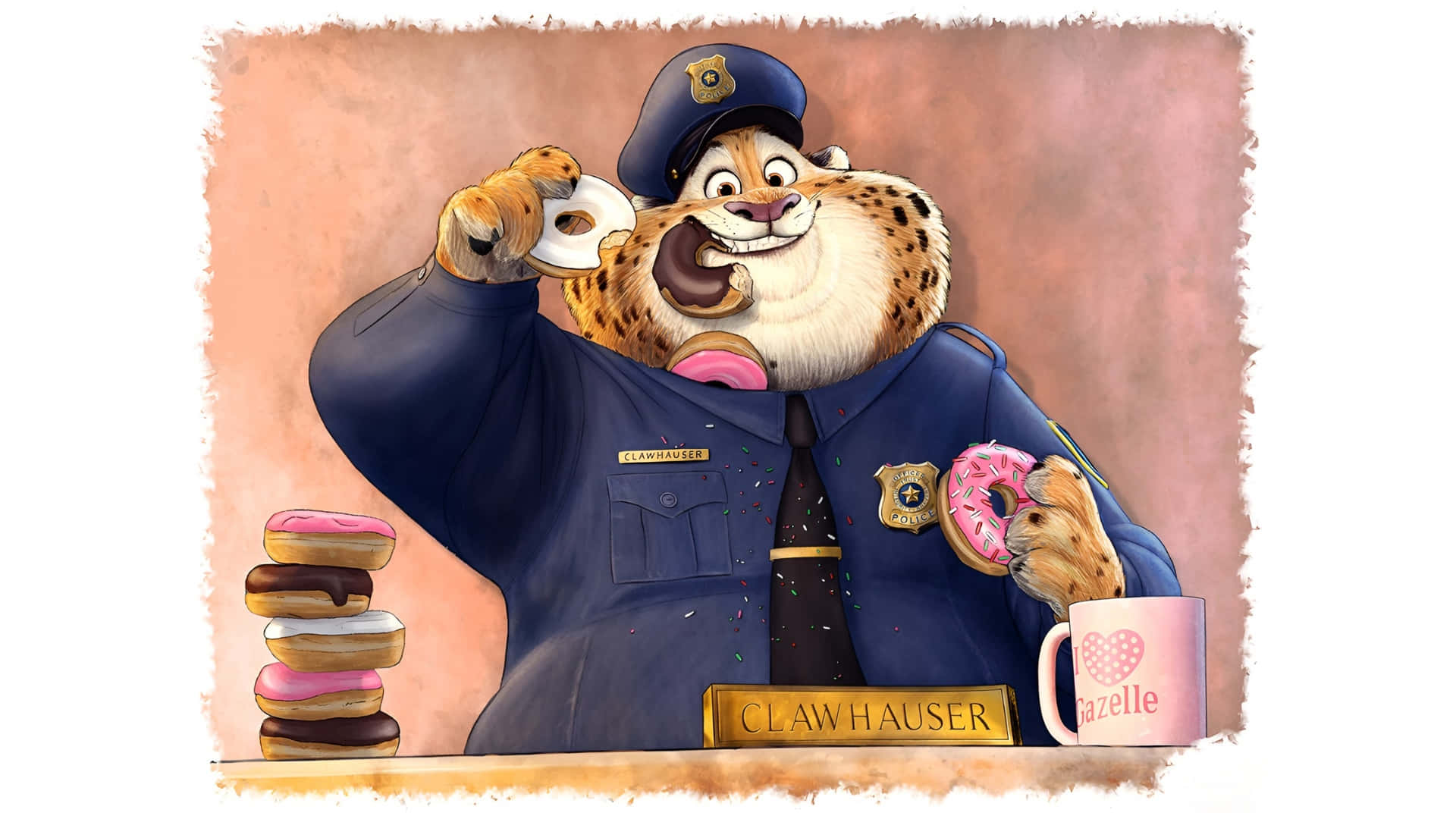 Officer Clawhauser Enjoying Donuts Wallpaper