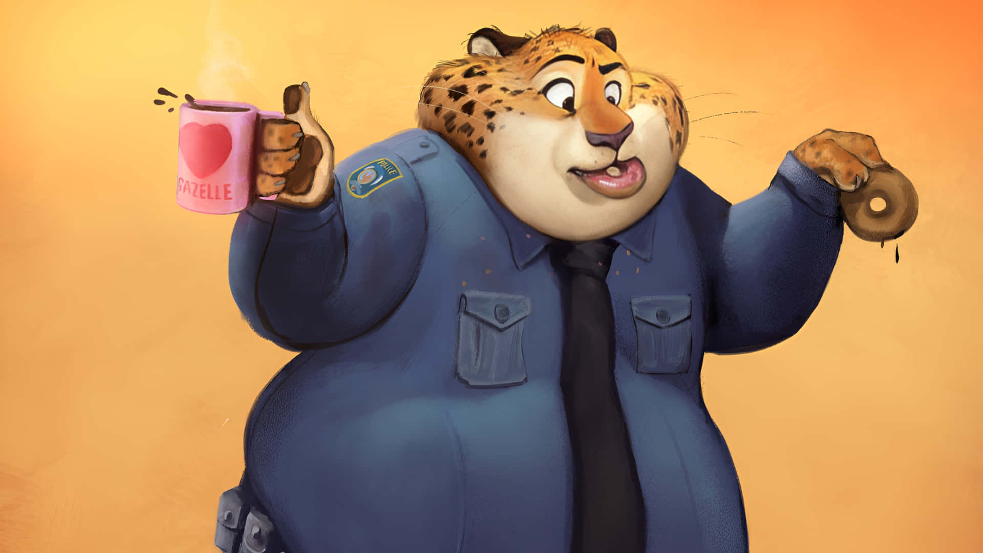 Clawhauser Disfrutando De Un Bocadillo Fondo de pantalla