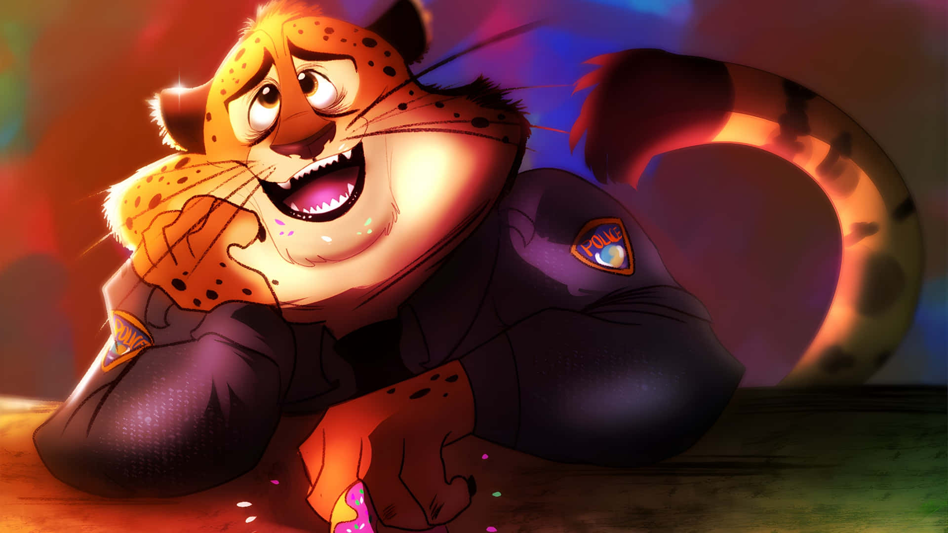 Clawhauser Disfrutando De Un Bocadillo Fondo de pantalla