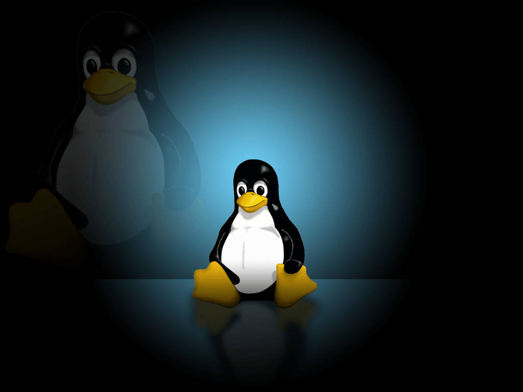 Official Mascot Tux Spotlight Linux Desktop Digital Art Background
