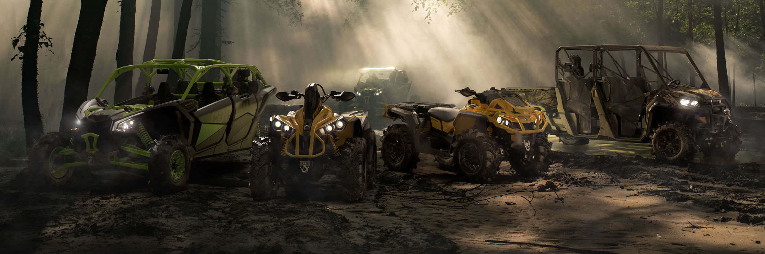 Offroad_ Vehicles_in_ Forest_ Dust Wallpaper