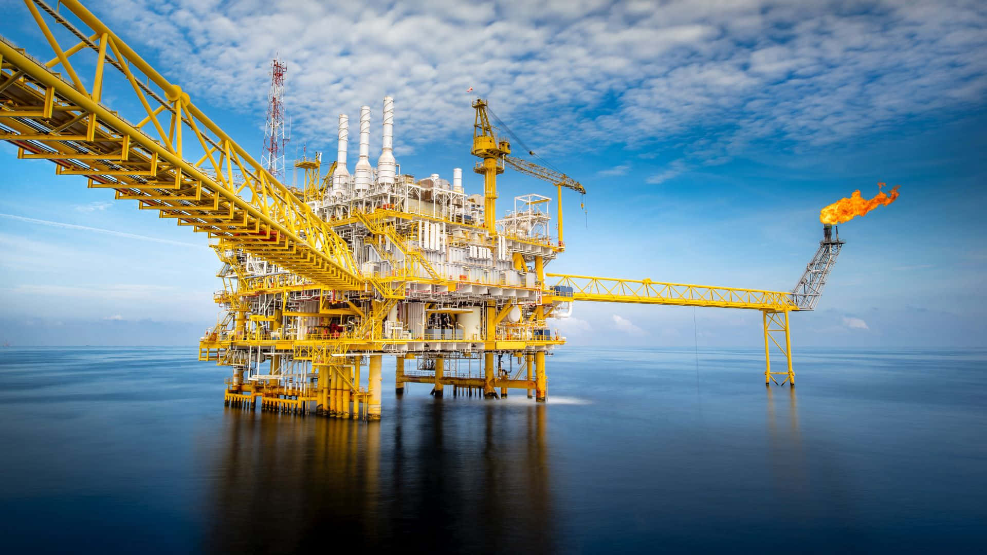 Offshore Oil Rig Flaring Gas Wallpaper