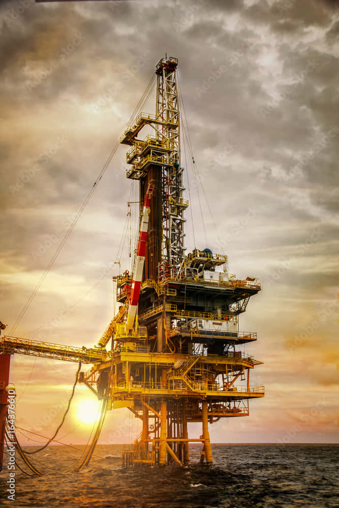 Offshore Oil Rig Platform Sunset Wallpaper