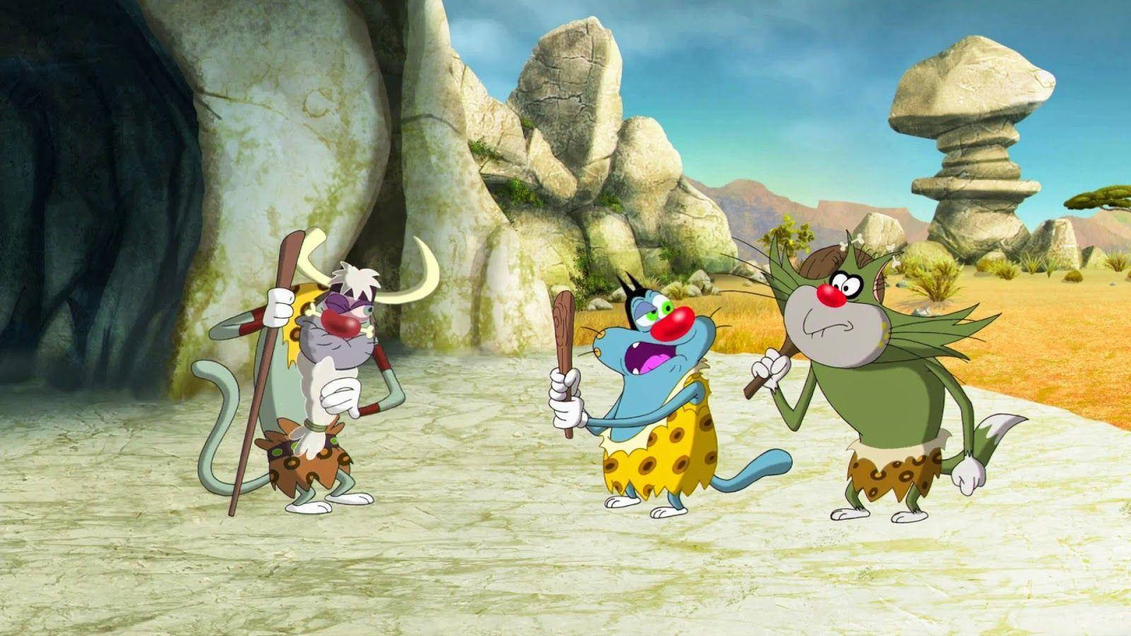 Oggy And The Cockroaches Cavemen Background