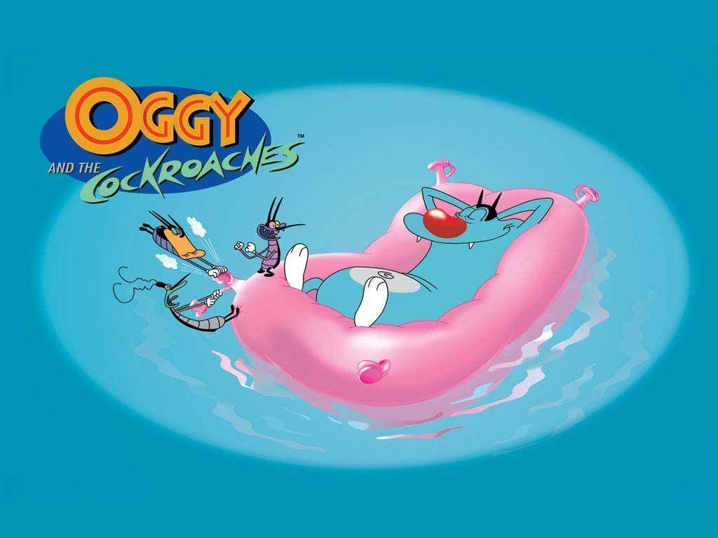 Oggy Og Cockroaches Pool Party Wallpapr. Wallpaper