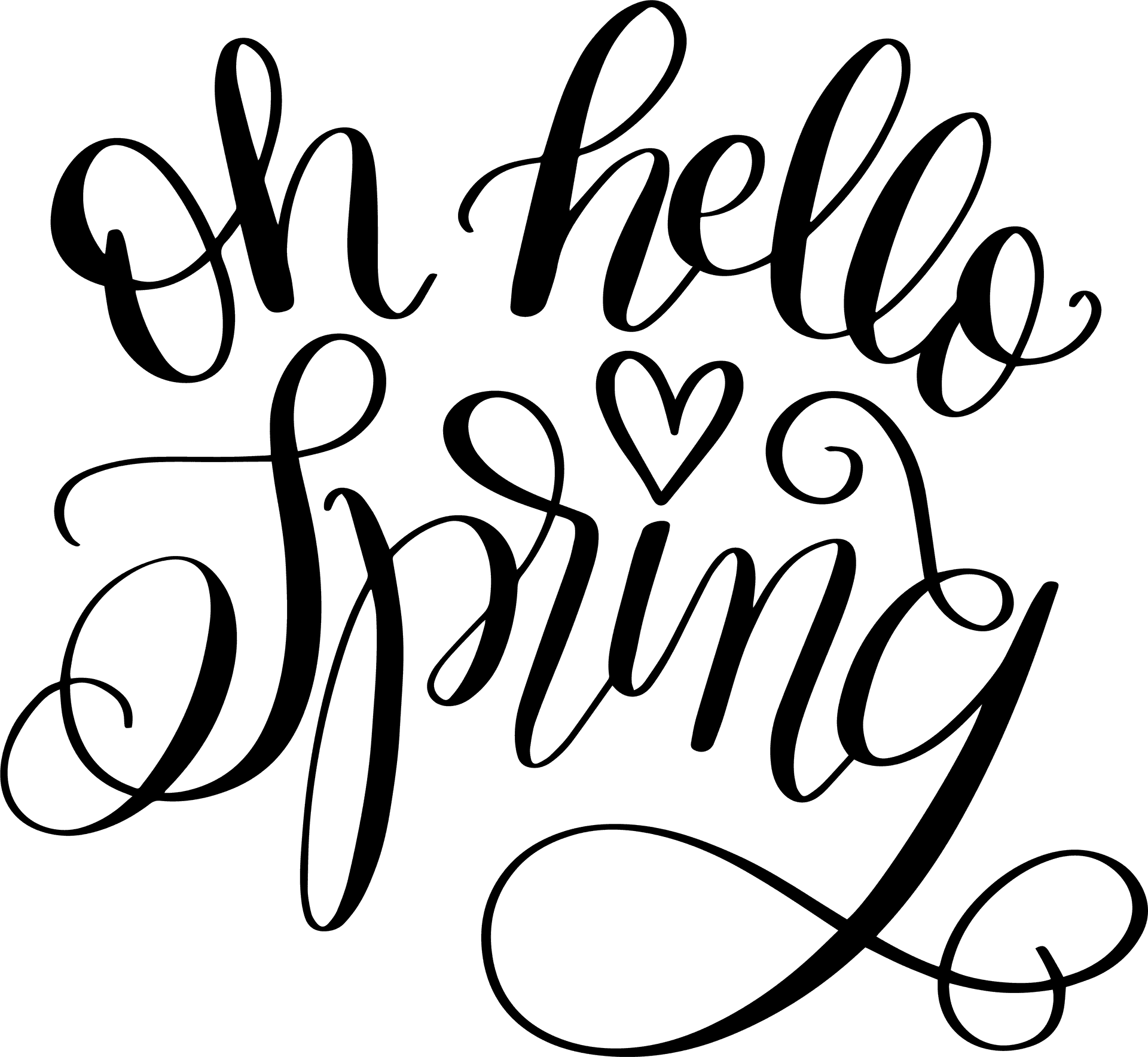 Oh Hello Spring Calligraphy PNG