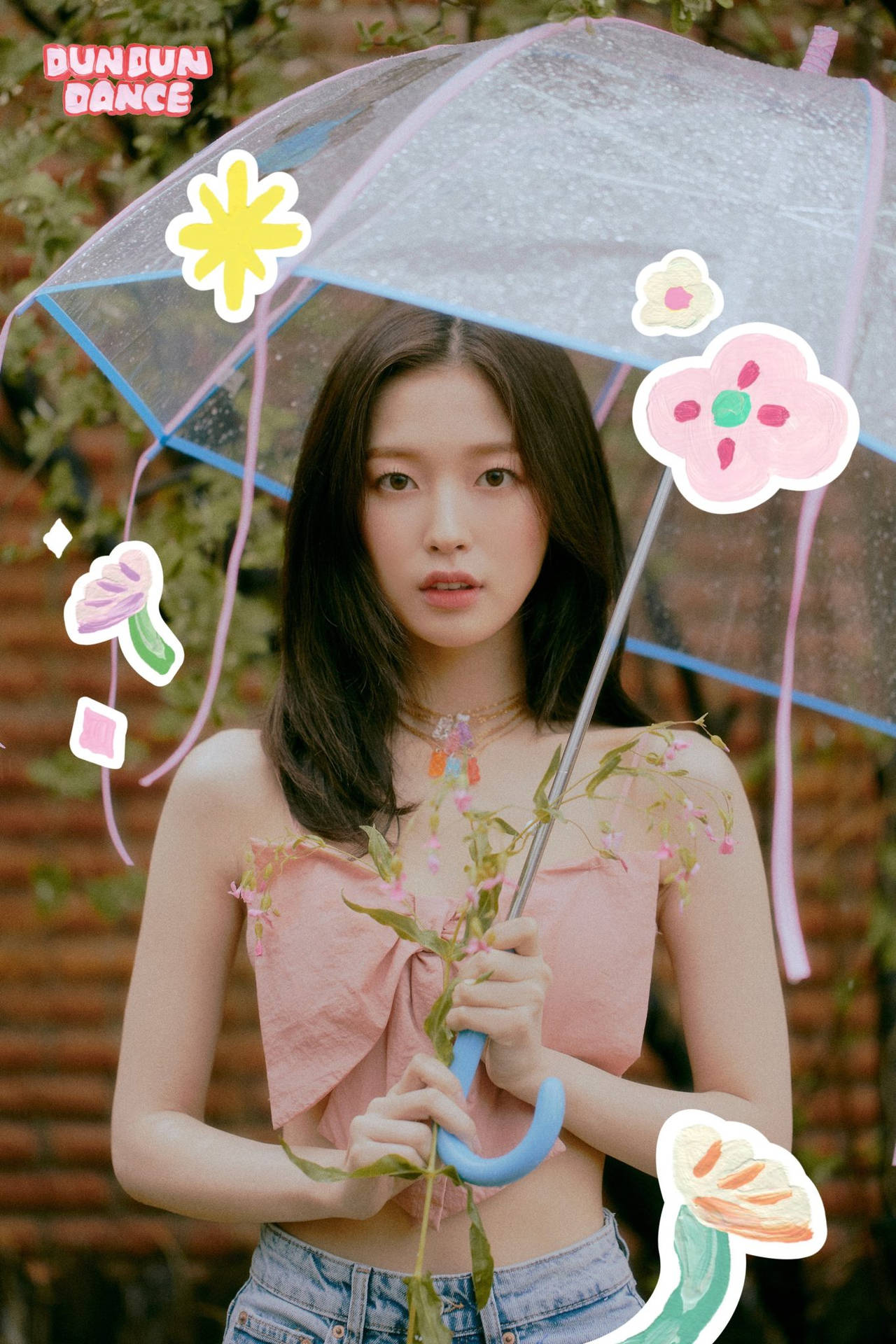 Oh My Girl Arin With Umbrella Wallpaper