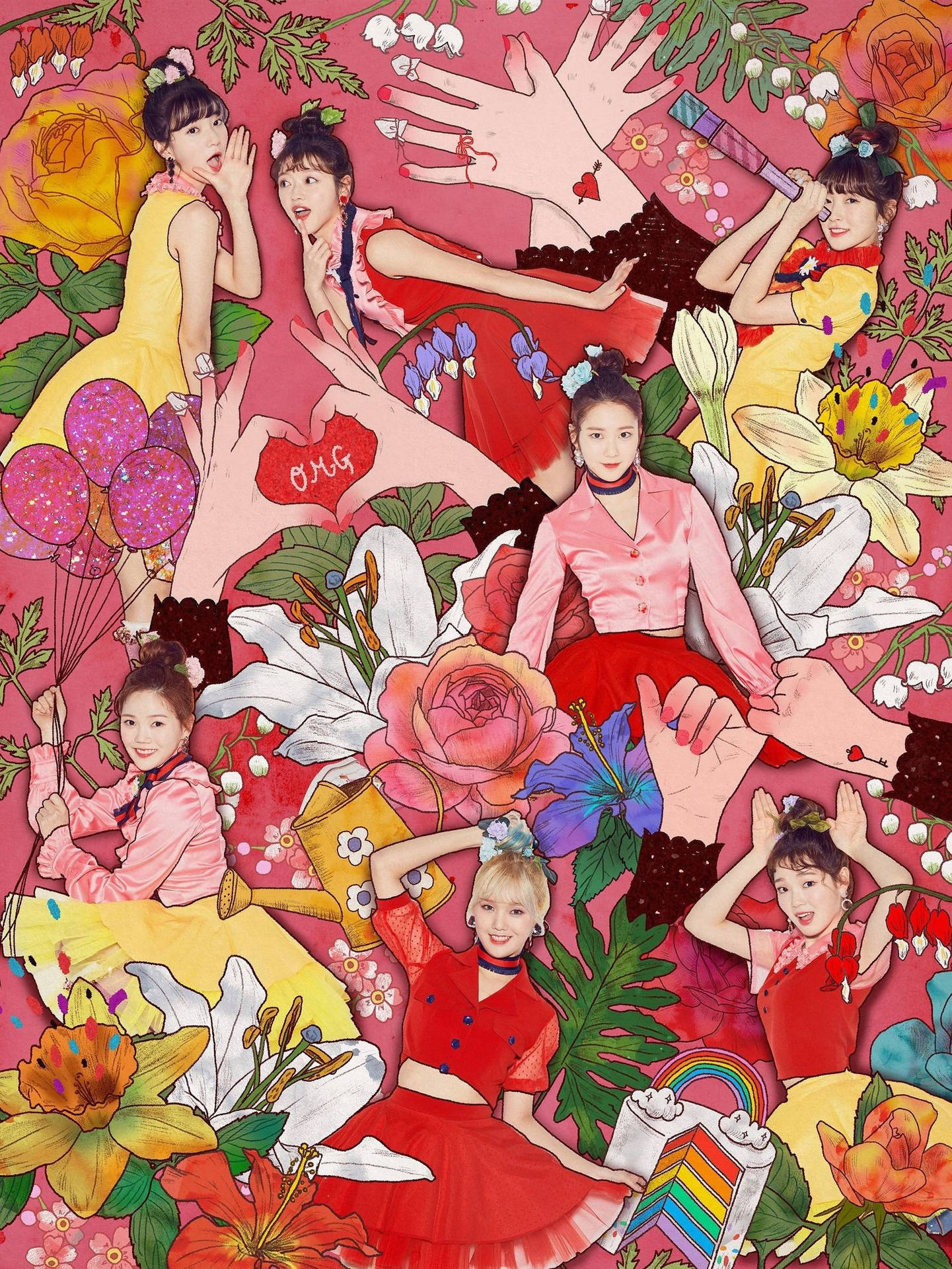 Oh My Girl posing during their 'Coloring Book' album promotion Wallpaper
