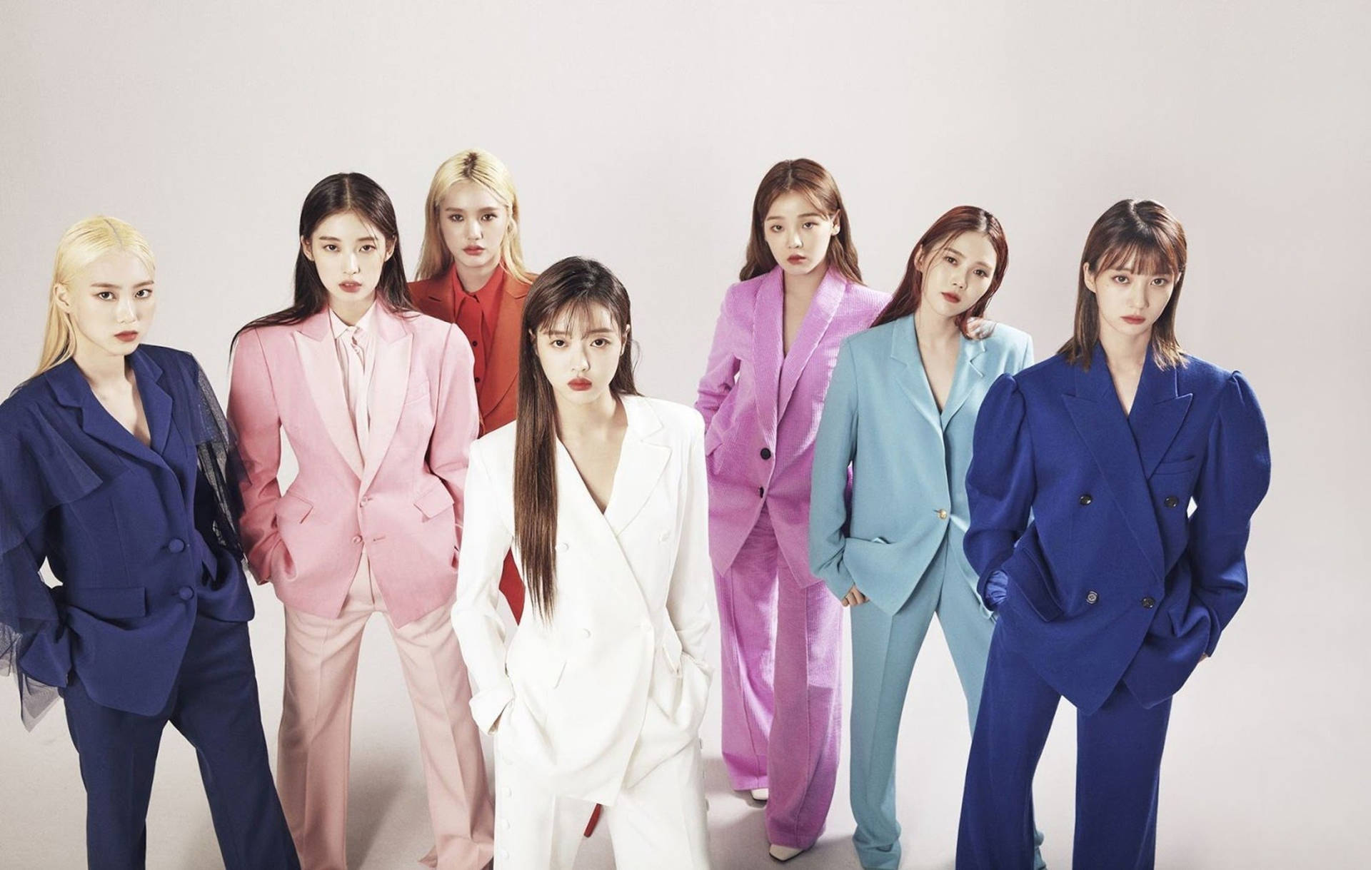 Oh My Girl In Colorful Suits Wallpaper