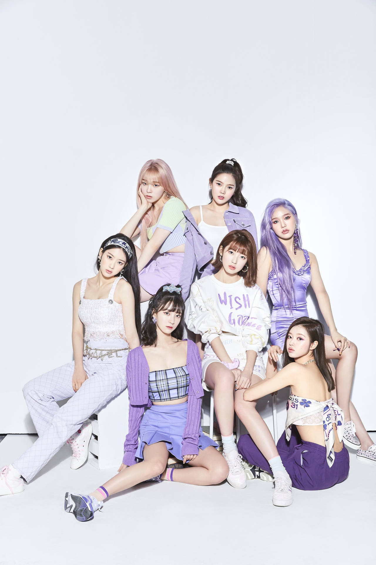 Oh My Girl Pastel Purple Outfits Wallpaper