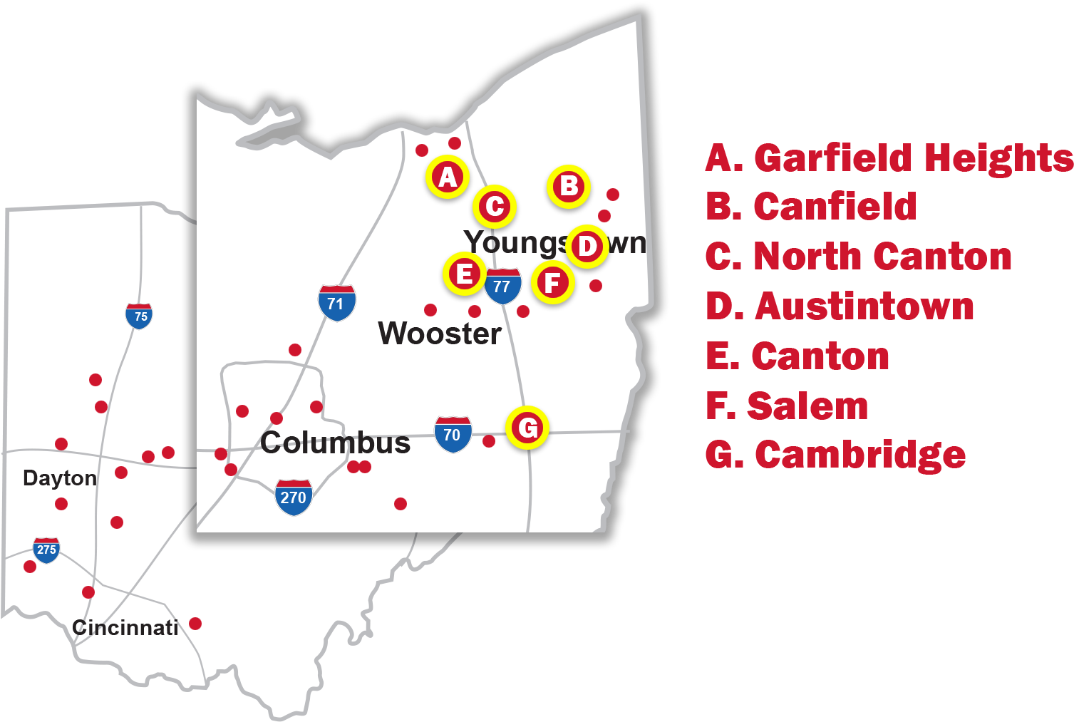Ohio Map Youngstown Area Locations PNG