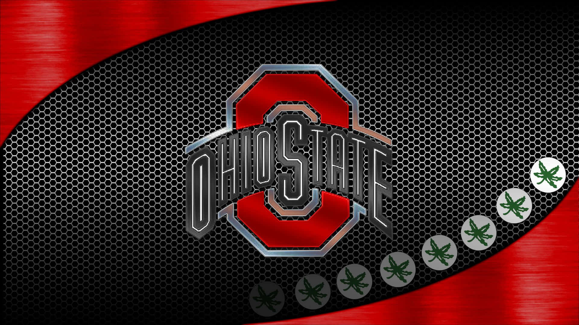 Ohio State Logo Metalfarvet Skinne Tapet: Et tapet med Ohio State Logoet og en metalfarvet glans. Wallpaper