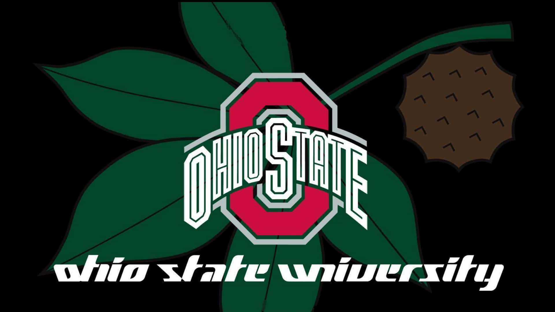 Hojasverdes De Ohio Y Logotipo De La Universidad Estatal De Ohio. Fondo de pantalla