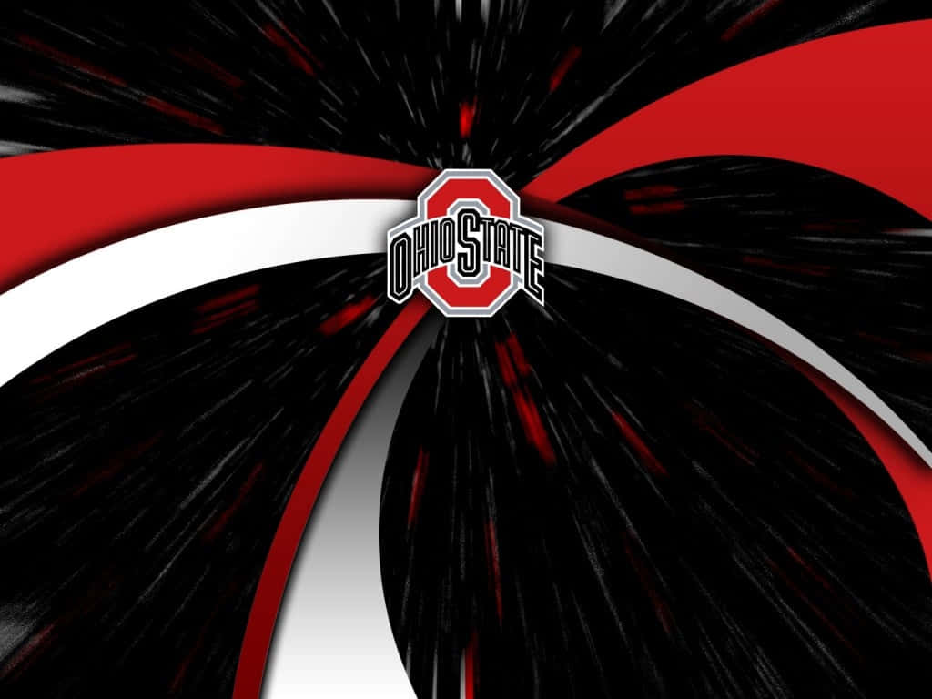 Ohio State Logo Surrounded By Red And White Lines Wallpaper