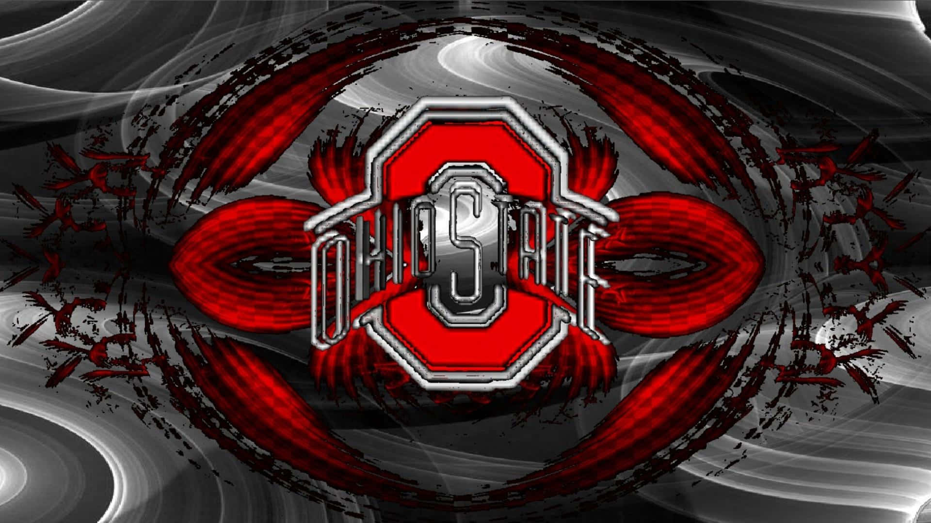 Ohiostate-logotyp I Rött Och Silver Med En Abstrakt Design. Wallpaper