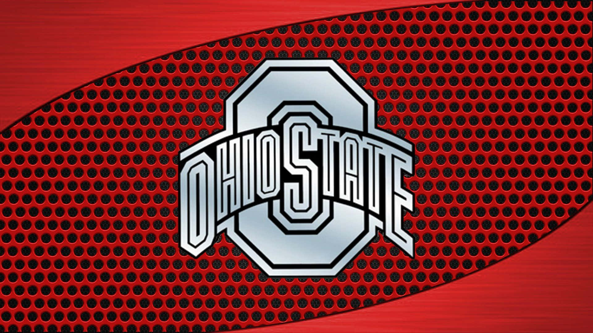 Silver Ohio State Logo Against Perforations Surface Wallpaper