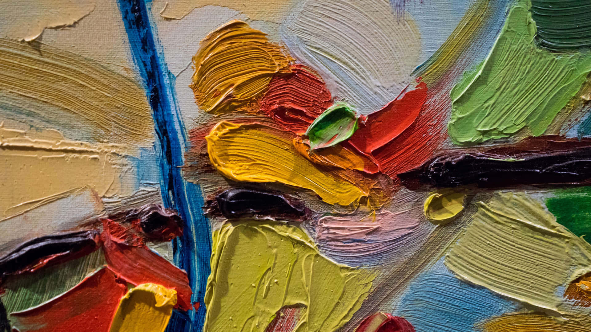 A Close Up Of An Abstract Painting With Colorful Paint Wallpaper