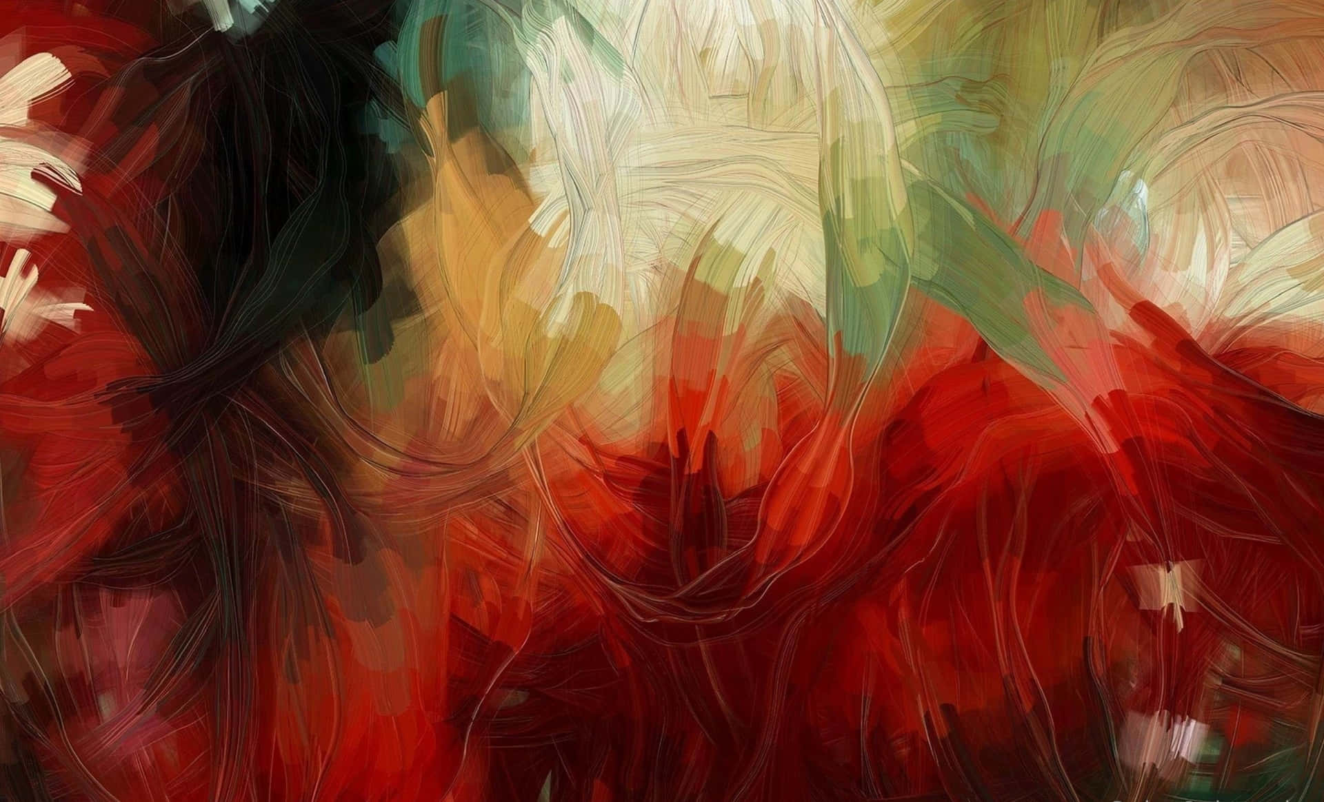 abstract painting of a woman in red and green