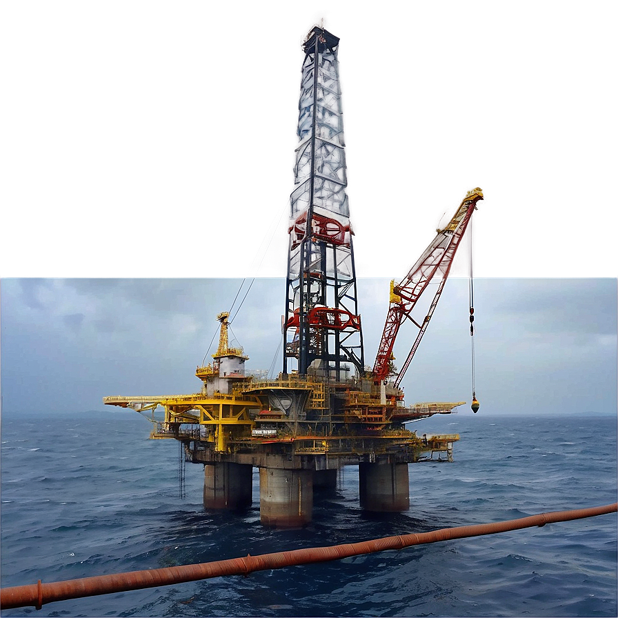 Oil Rig In Ocean Storm Png 06122024 PNG