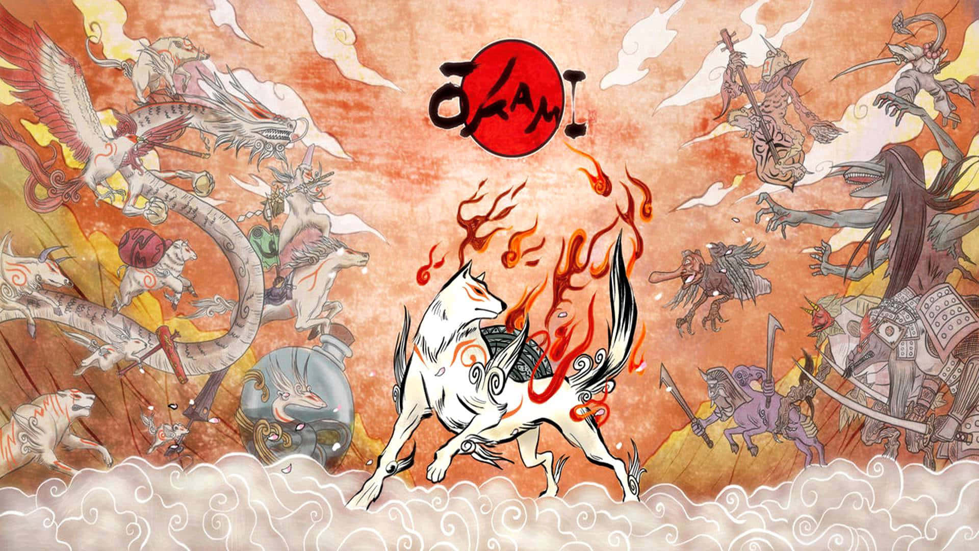 Dog Red Flame Okami Hd Wallpaper