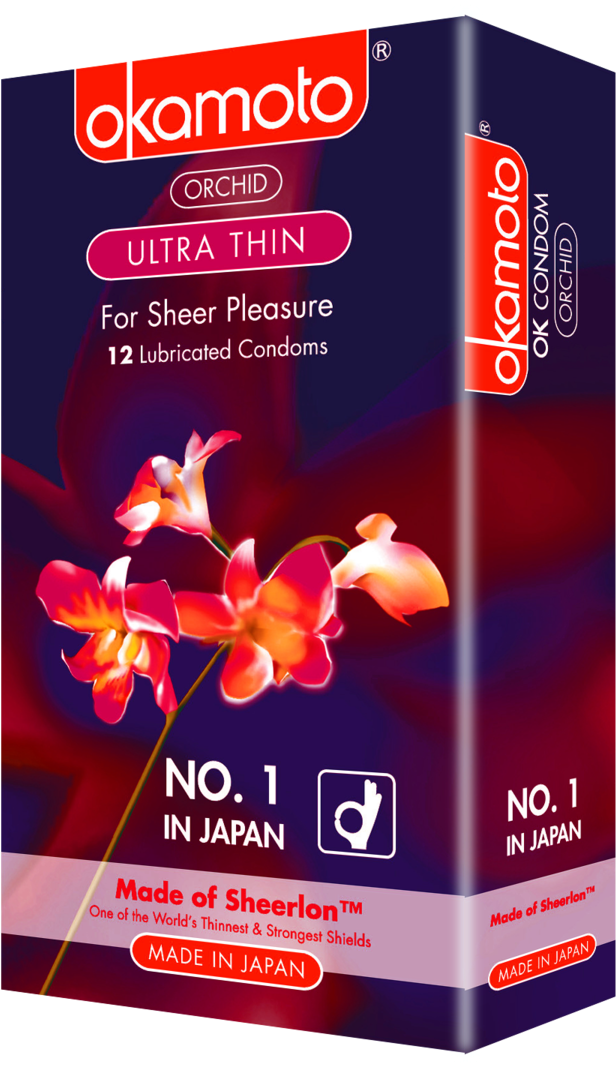 Okamoto Ultra Thin Condoms Packaging PNG