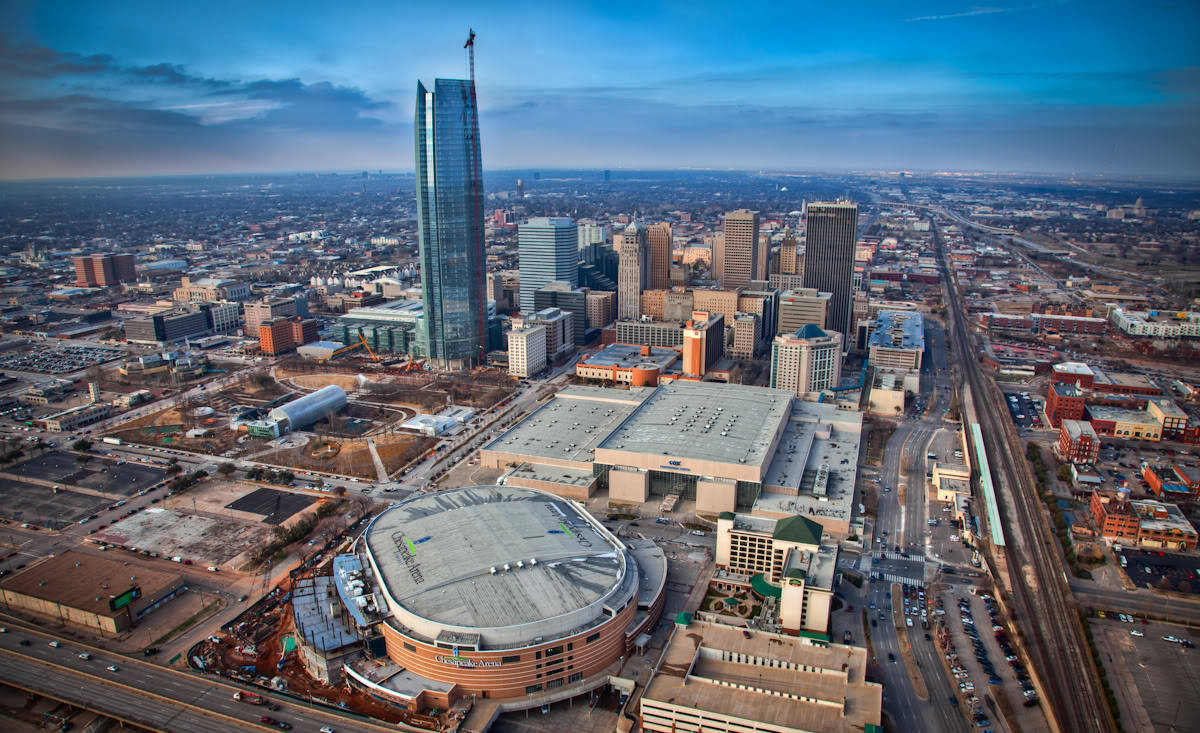Oklahoma City Iconic Blue Aerial Wallpaper
