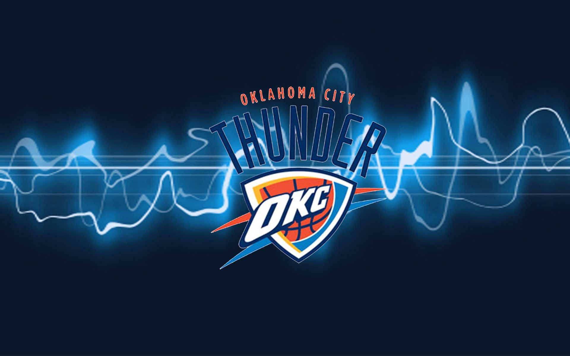 Oklahoma City Thunder Glowing Blue Background Wallpaper