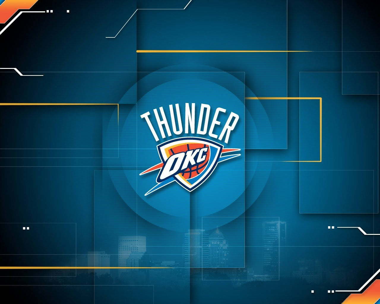 Logotipode Oklahoma City Thunder Con Fondo Azul. Fondo de pantalla