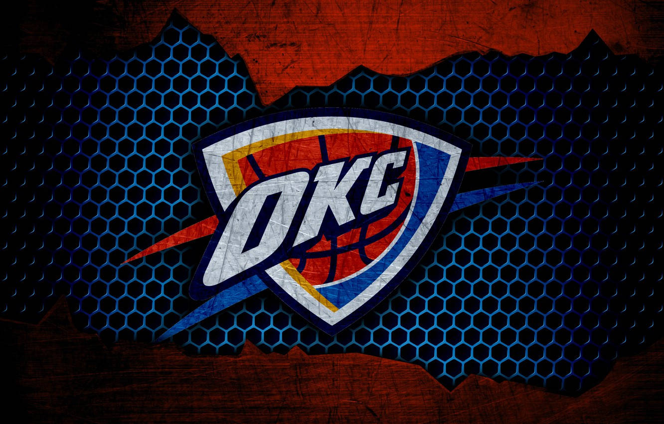 Oklahomacity Thunder Logo Sechseckiges Muster Wallpaper