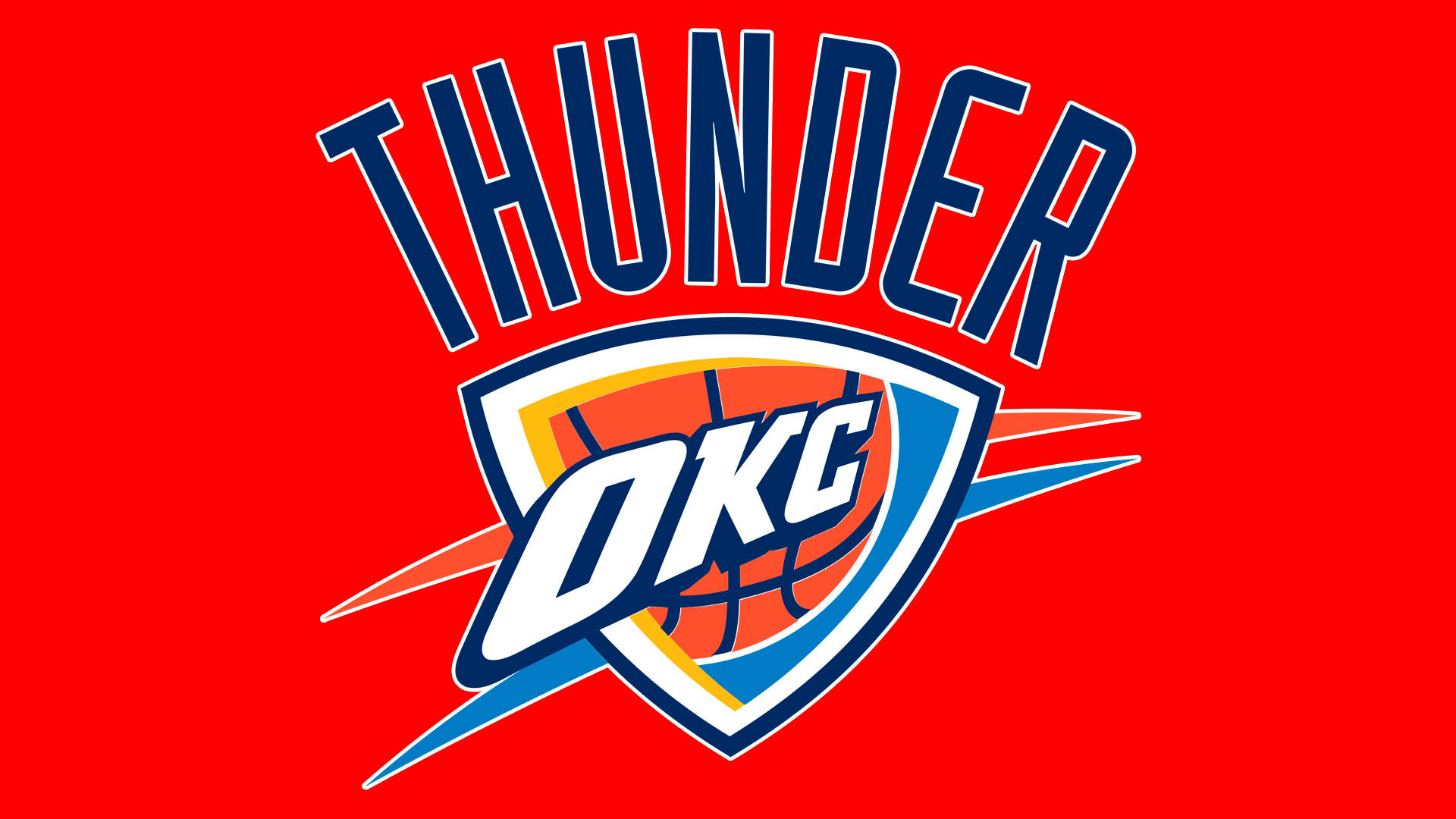 Logotipode Oklahoma City Thunder En Fondo Rojo. Fondo de pantalla