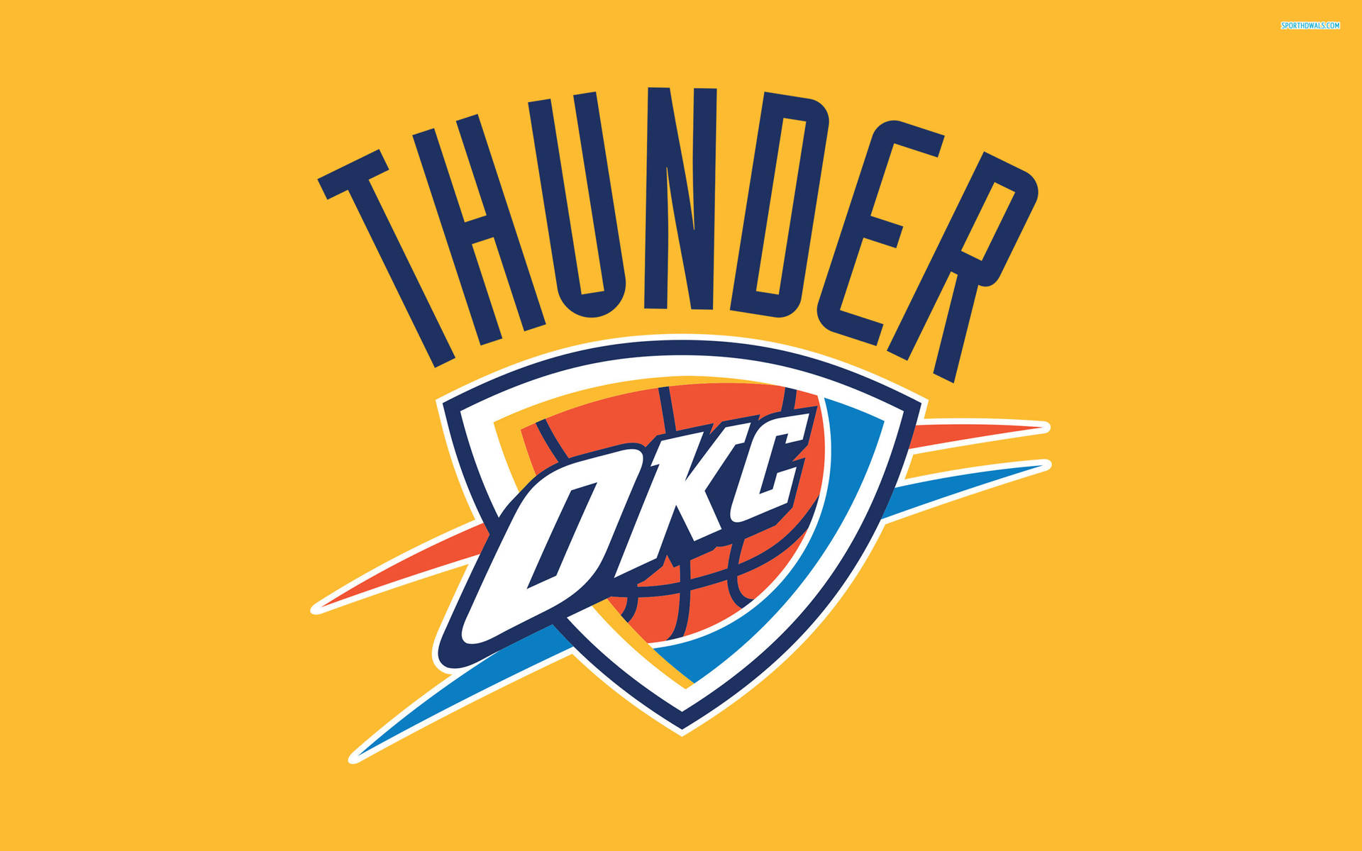 Oklahomacity Thunders Logotyp På Gul Bakgrund. Wallpaper