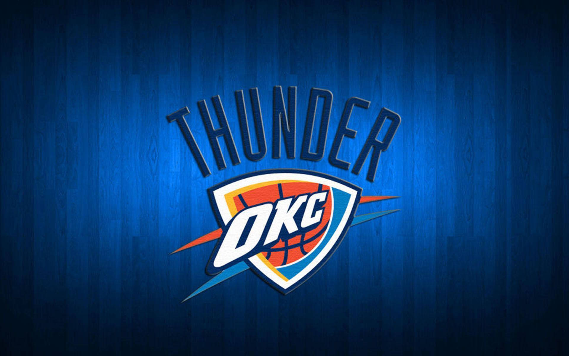 Oklahoma City Thunder On Blue Panels Wallpaper