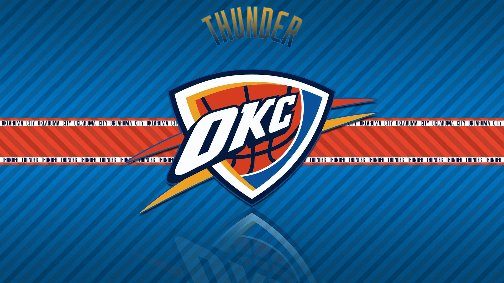 Oklahoma City Thunder Rød Og Blå Baggrund Wallpaper