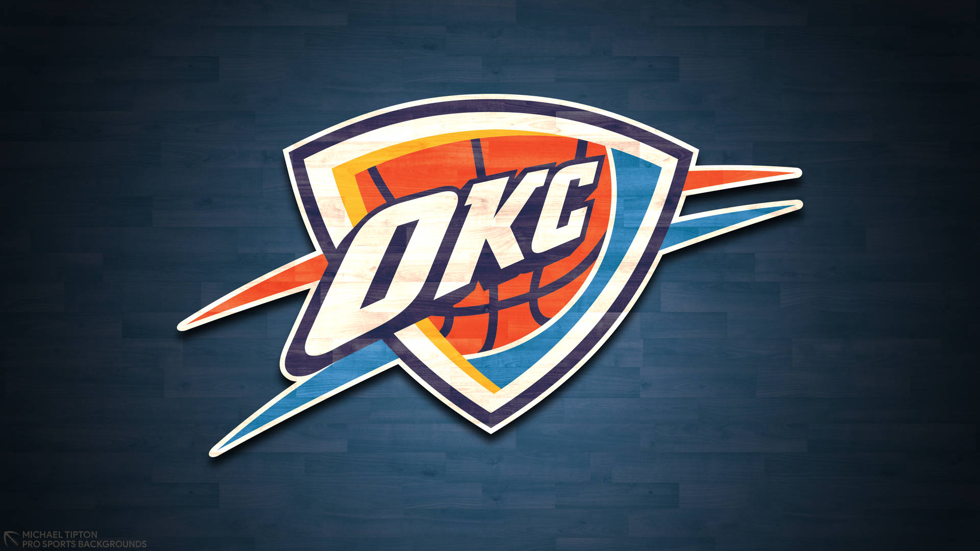 Oklahoma City Thunder Typography on Textured Blue Background Wallpaper
