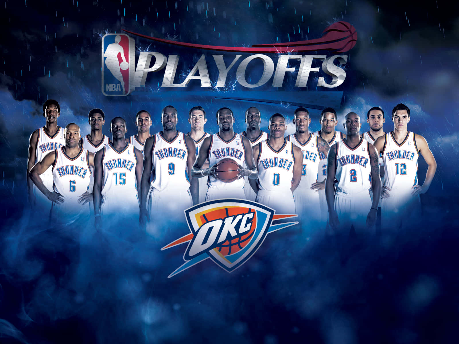 Oklahoma City Thunders Spelartrupp För 2012 Playoffs Wallpaper