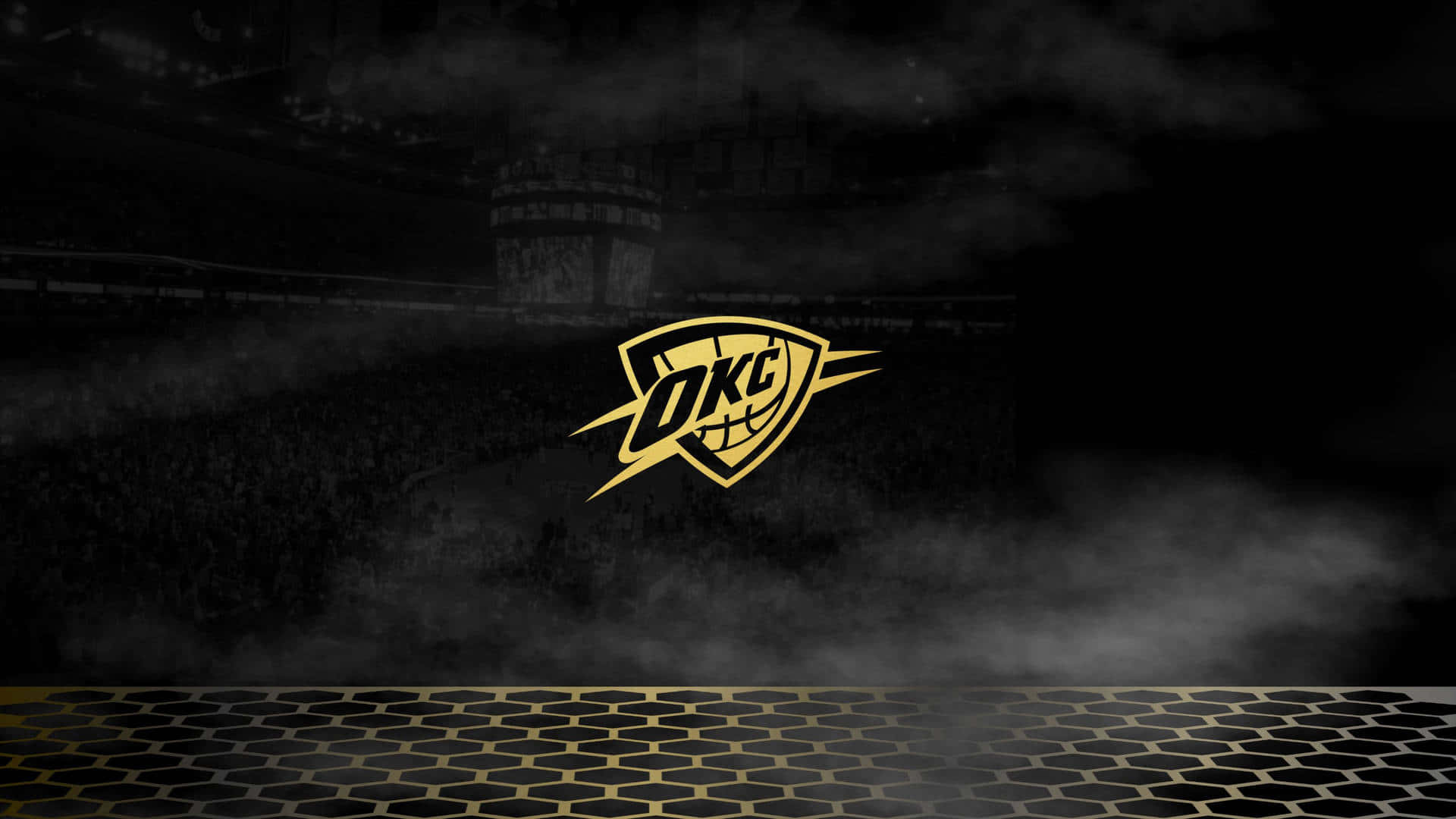 Oklahoma City Thunder NBA-ligaholdets logo med et minimalistisk mønster. Wallpaper