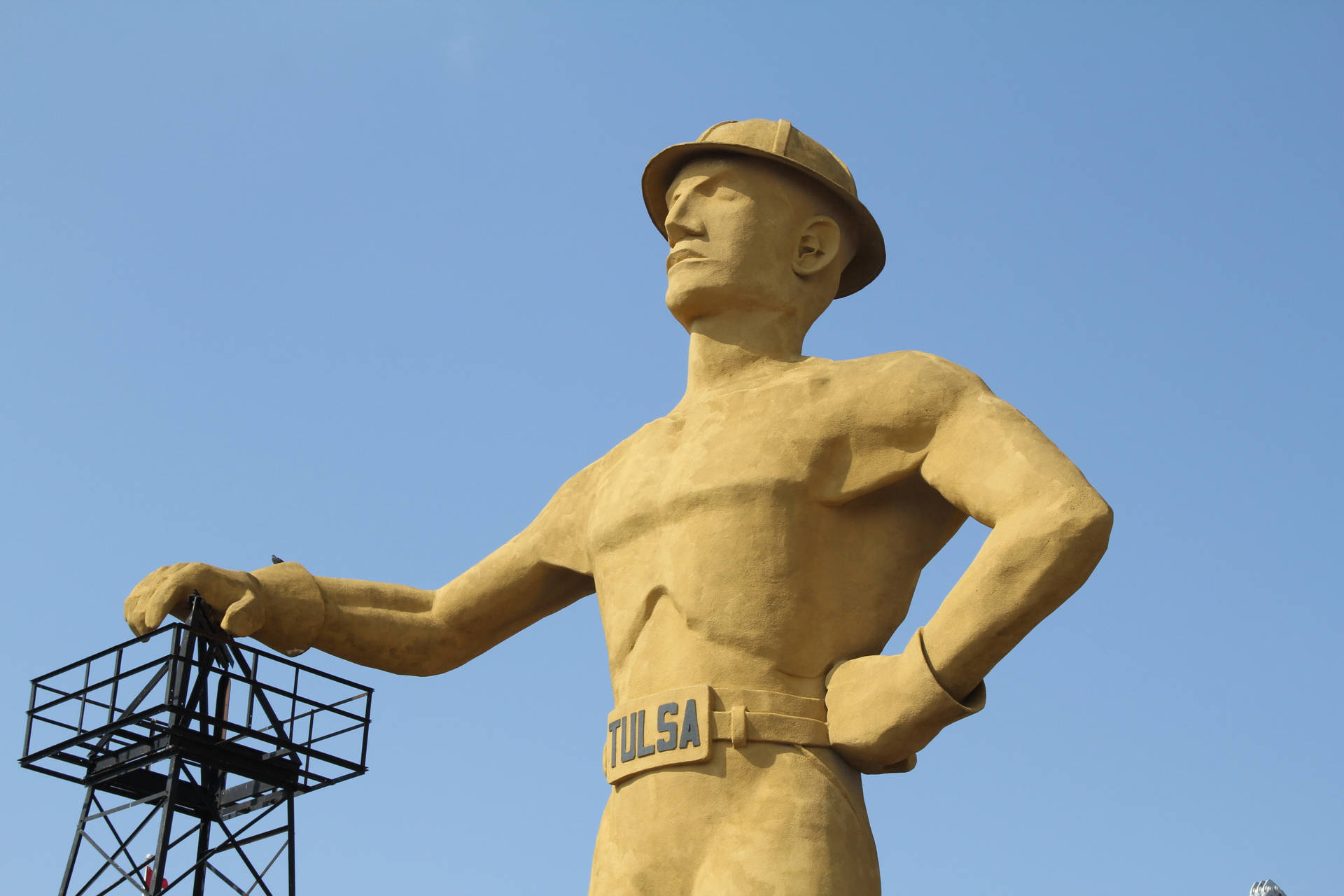 Statua Dell'oklahoma Golden Driller Sfondo