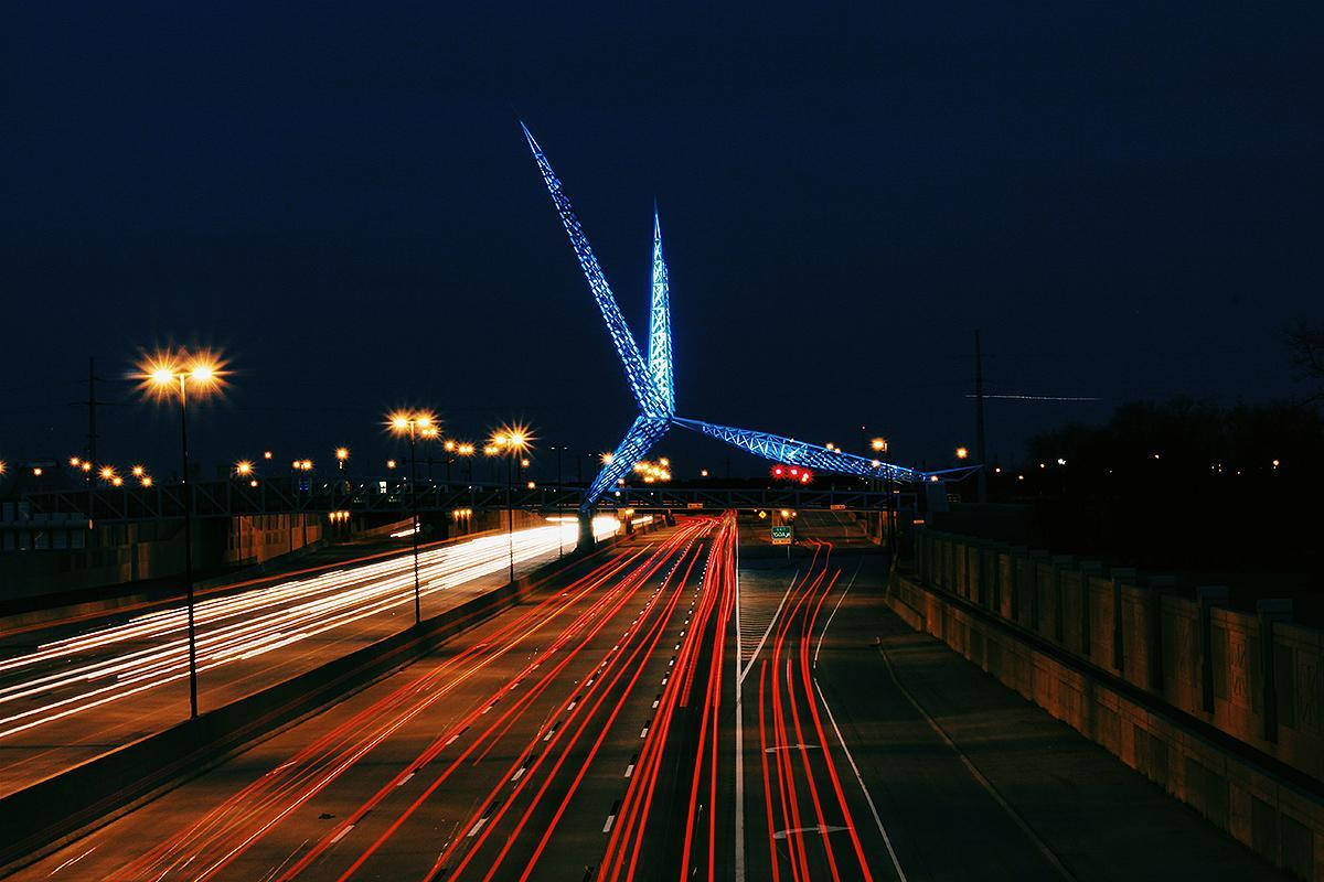 Oklahoma Skydance Bridge Night View Wallpaper