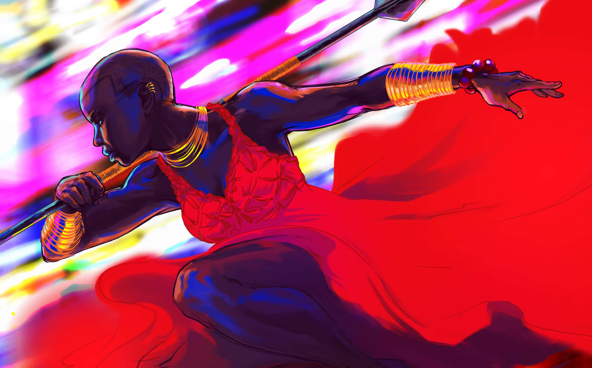 Okoye standing strong in Wakanda Wallpaper