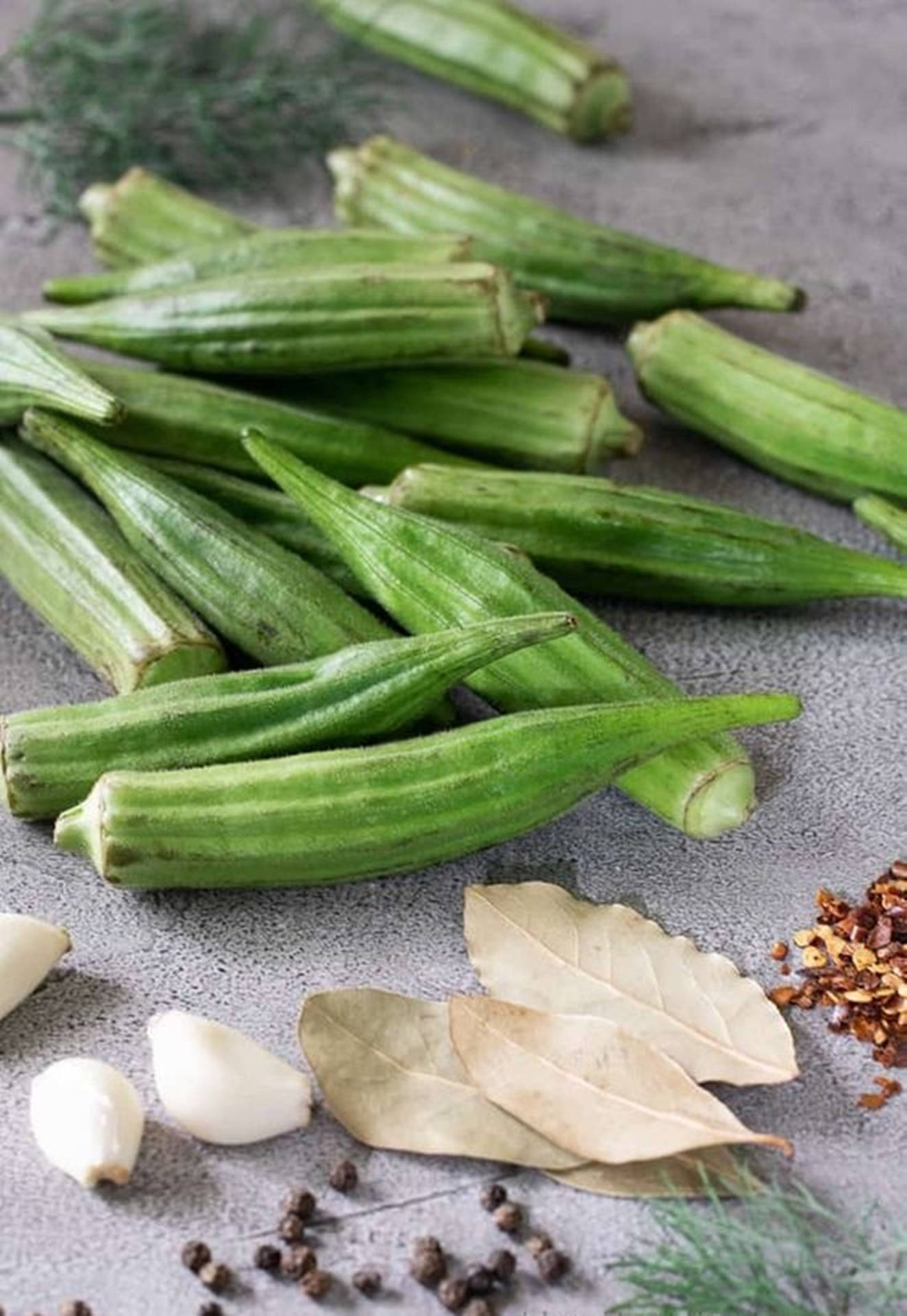 Okra With Herbs And Spices Wallpaper