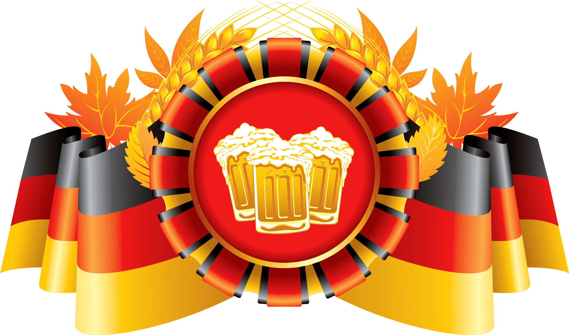 Oktoberfest Beerand German Flags Graphic PNG