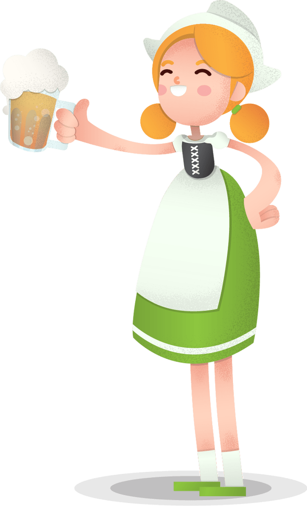 Oktoberfest Cartoon Girlwith Beer PNG