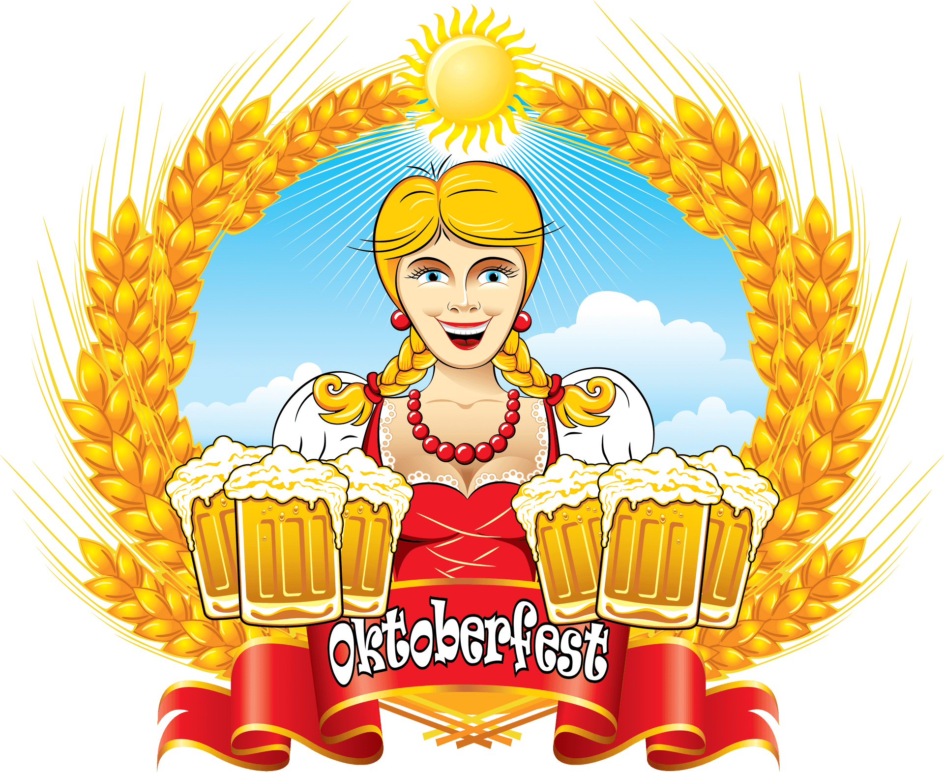 Oktoberfest Celebration Cartoon Illustration PNG