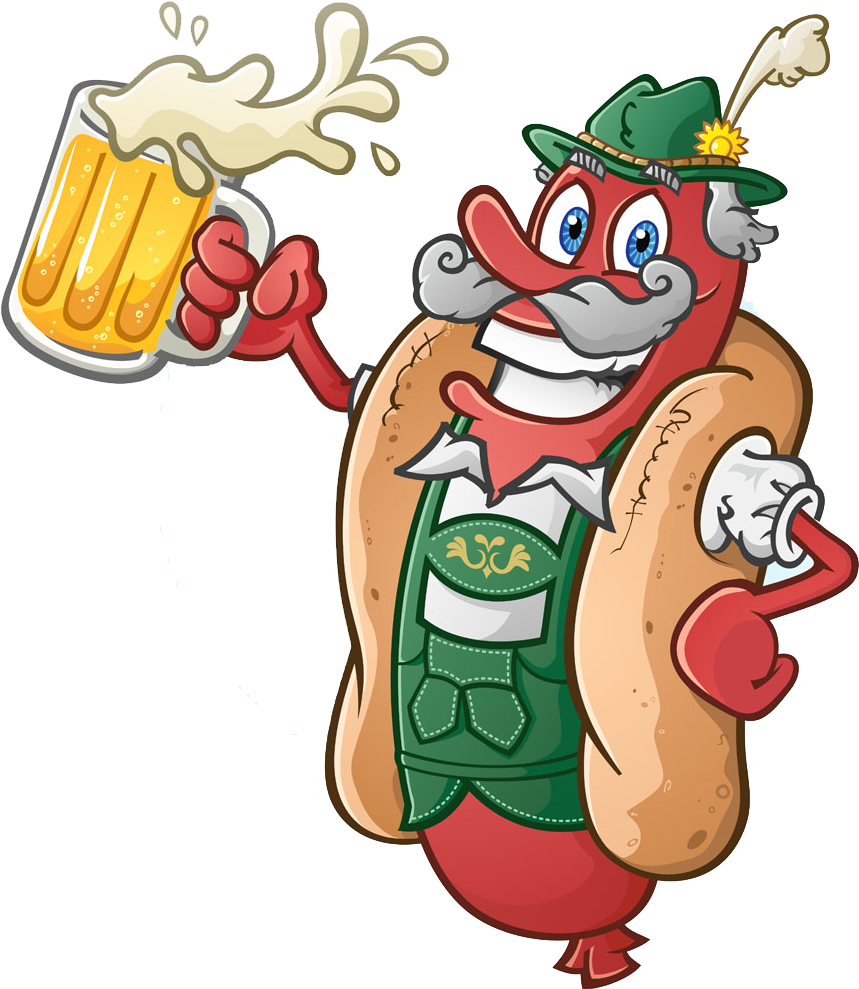 Oktoberfest Celebratory Hotdog Character PNG