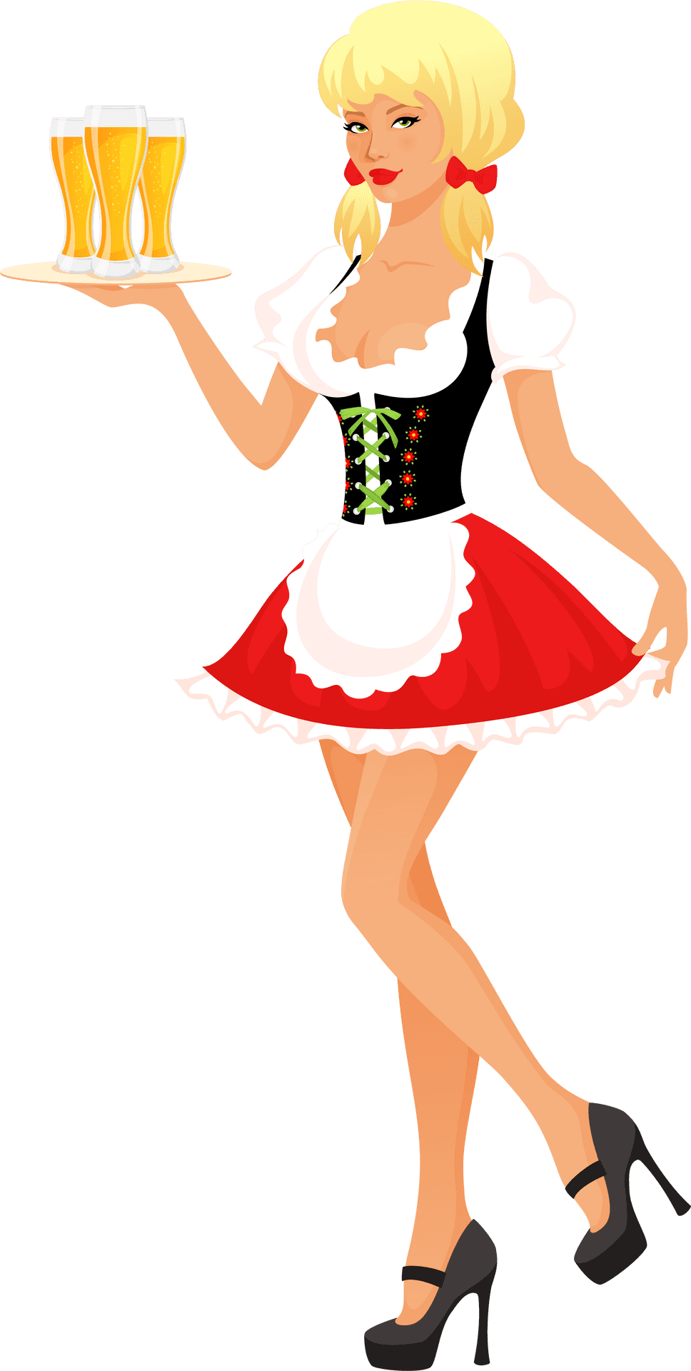 Oktoberfest Waitress Cartoon Vector PNG